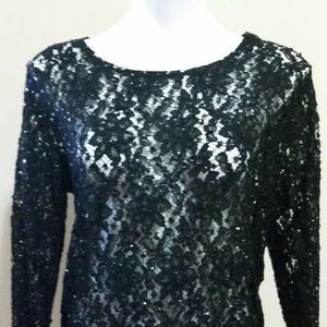 Black tunic top lace and sequins